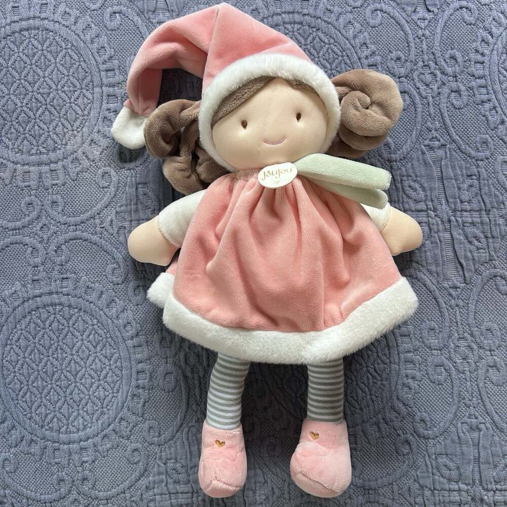 JoLiJou Paris Pink Dress “Elf Pretty Pink” Doll 12” Curly Brunette Plush